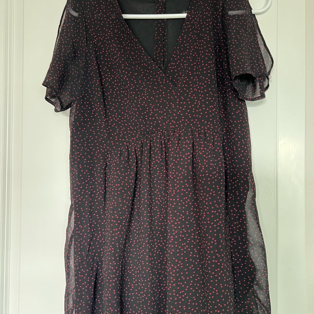 Zara Blue Mini Sundress with Flutter Sleeves and V-Neck